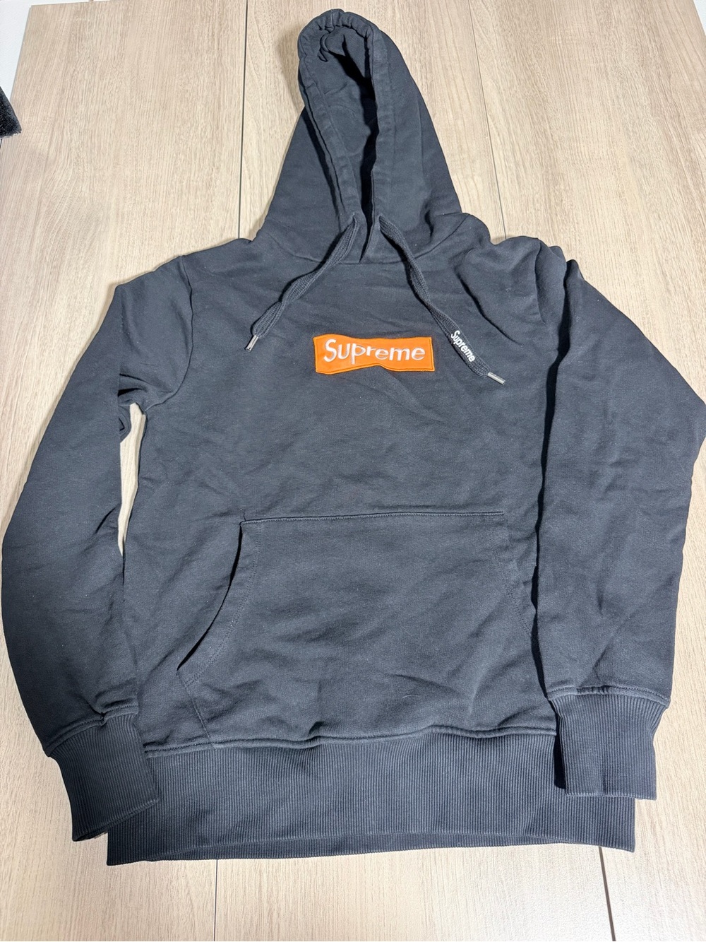 Supreme Black Hoodie with Orange Box Logo - Men's Pullover
